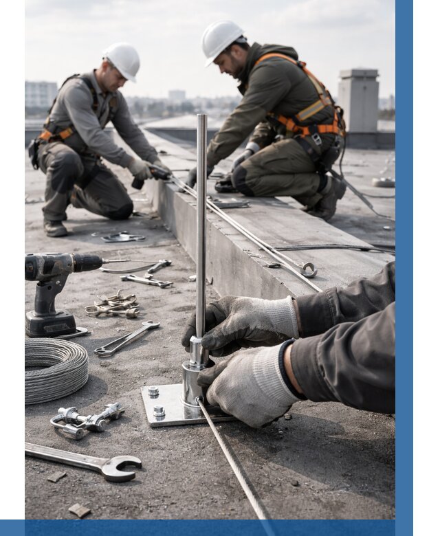 Монтаж молниезащиты на кровле в Костроме цена от 25523 р. | ВЫСОТНИК-Кст