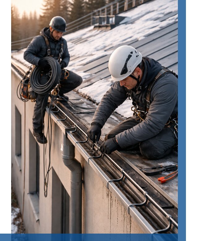 Монтаж греющего кабеля на кровле в Костроме от 459 р. | ВЫСОТНИК-Кст