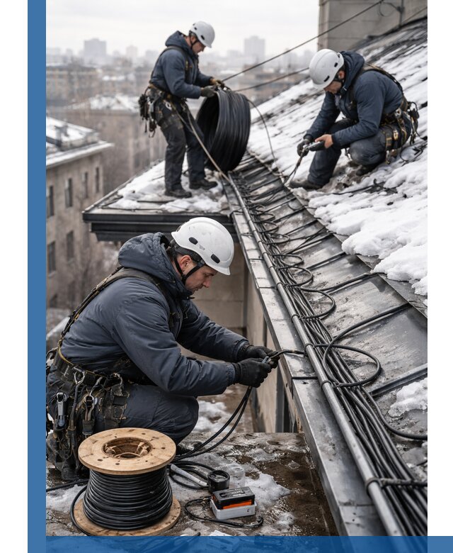 Монтаж греющего кабеля на кровле в Костроме под ключ