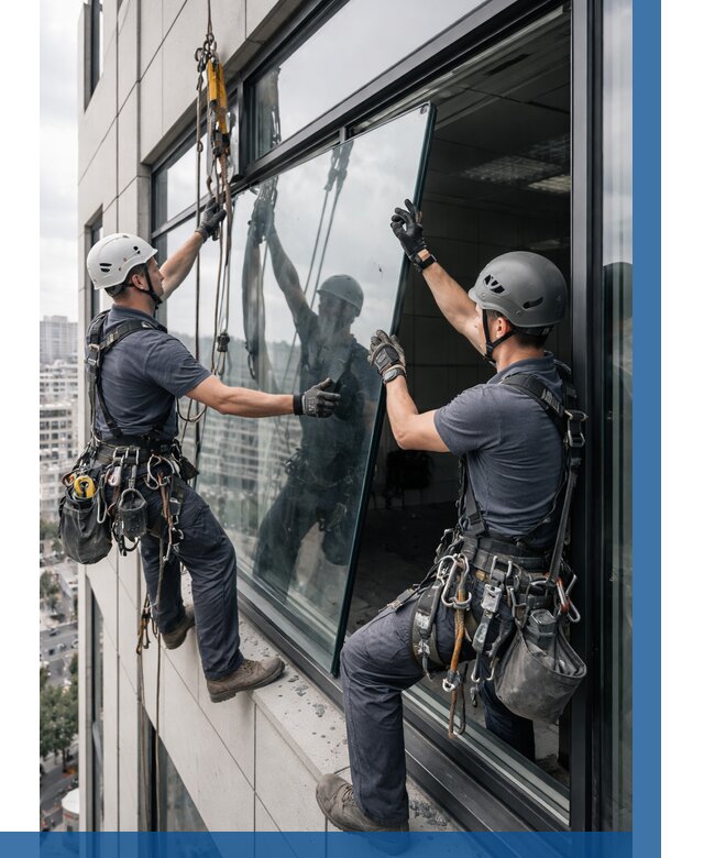 Замена стеклопакетов на высоте в Костроме от 5615 р. | ВЫСОТНИК-Кст