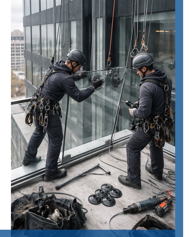 Монтаж стеклянных ограждений в Костроме от 2552 р. | ВЫСОТНИК-Кст