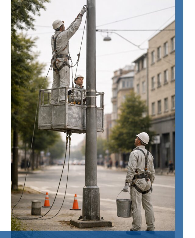 Покраска опор освещения в Костроме от 5105 р. | ВЫСОТНИК-Кст