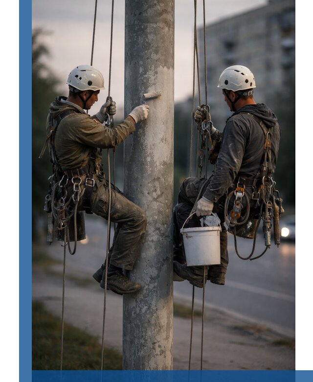 Покраска опор освещения и антикоррозийная защита в Костроме