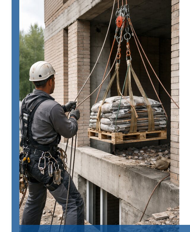 Подъем материалов на этаж веревками в Костроме оперативно
