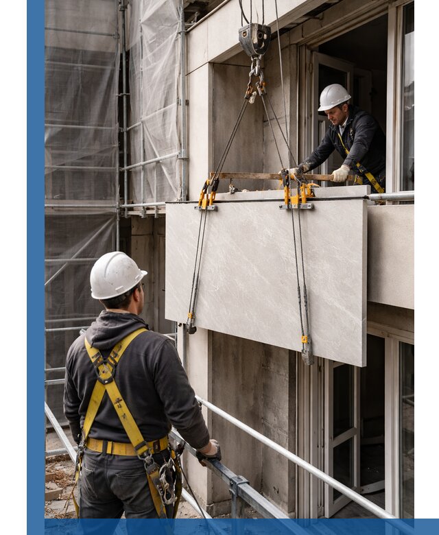 Подъем керамогранита на этаж в Костроме грузчиками и техникой