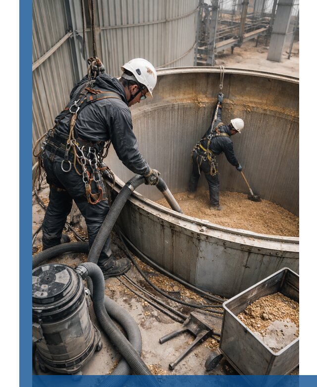 Профессиональная чистка зерновых бункеров в Костроме с выездом