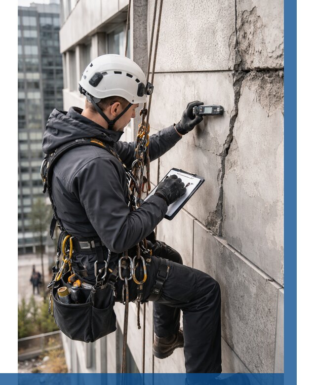 Обследование фасада альпинистами в Костроме от 123 р. | ВЫСОТНИК-Кст