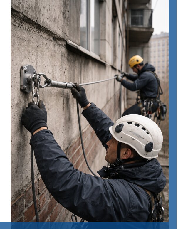 Монтаж анкерных линий в Костроме от 3063 р. | ВЫСОТНИК-Кст