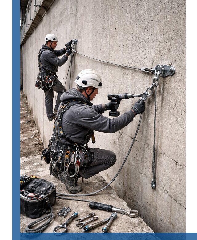 Монтаж анкерных линий высотной безопасности в Костроме