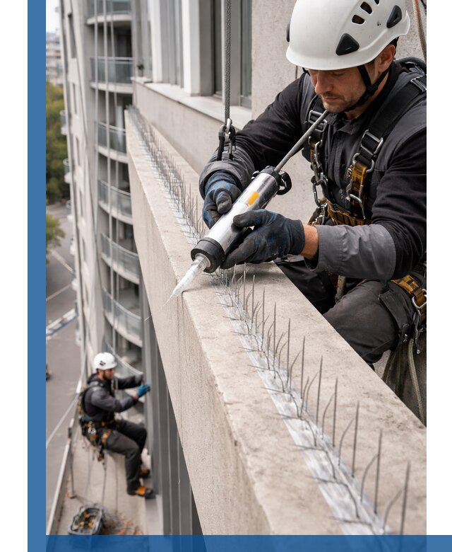 Установка шипов от птиц на фасадах и кровлях в Костроме